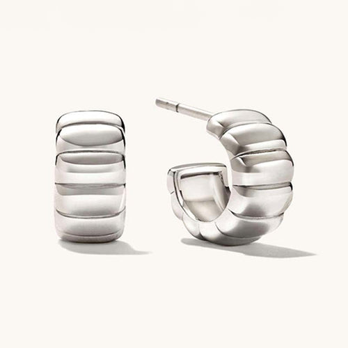 18K gold-plated, solid sterling silver C-shaped hoop earrings.